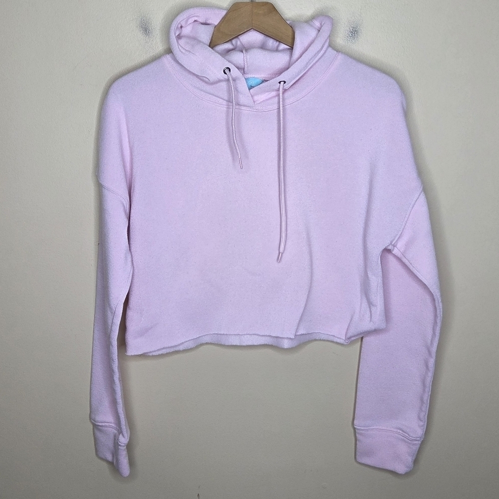 Miss Posh | Baby Pink Cropped Hoodie Sweatshirt Size Medium